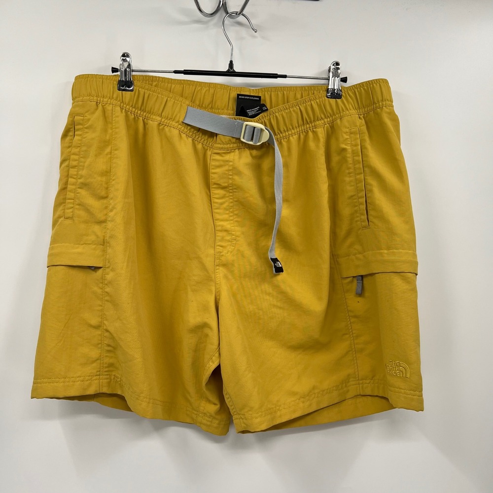 The North Face XXL Class V Belted Cargo Shorts Mens Yellow Nylon Hiking Gorpcore